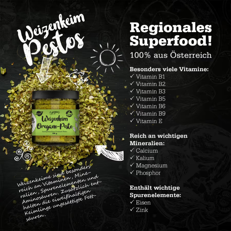Veganes Weizenkeim Pesto Oregano