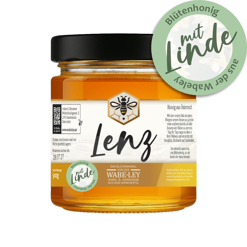 Lenz Blütenhonig mit Linde von der Wabeley, 150 g Glas