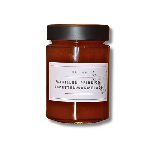 Marillen-Pfirsich-Limettenmarmelade Nr. 46 der CT-Manufaktur, 200 g Glas