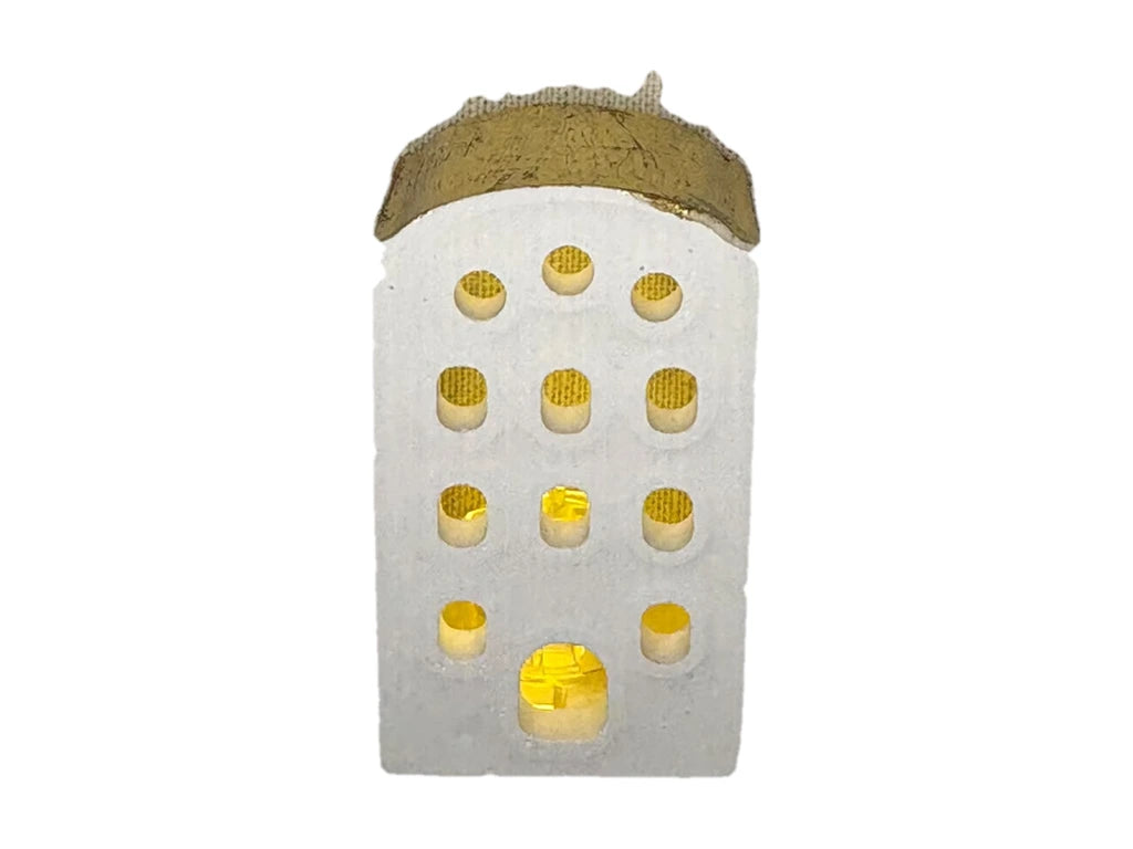 Gipshäuschen mit Licht – Rundgiebel