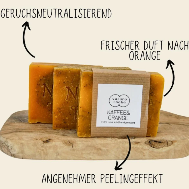 Kaffee und Orange Peeling Naturseife
